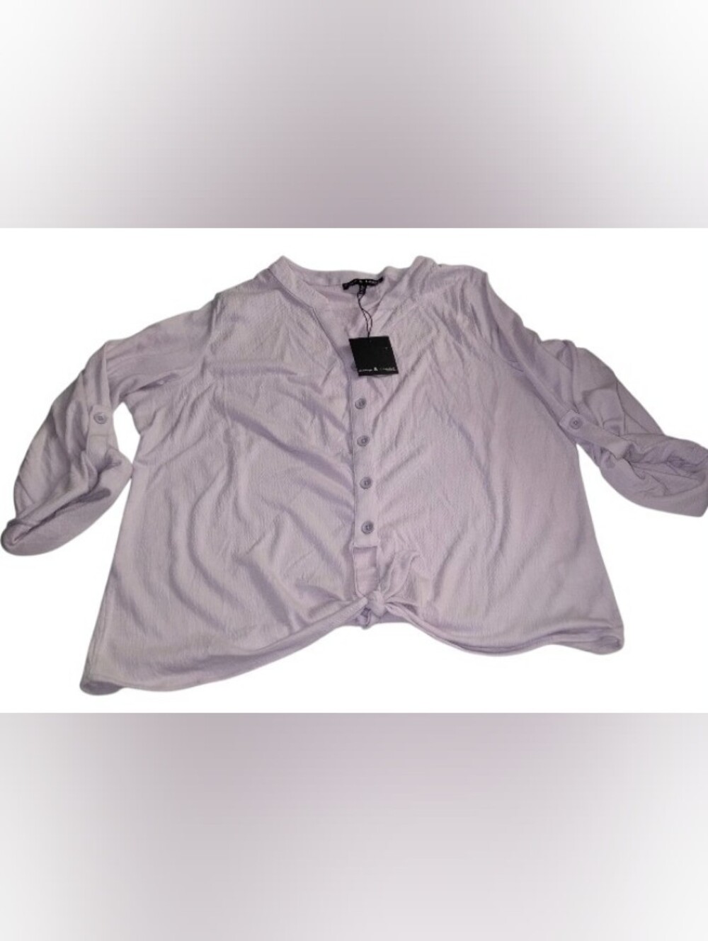 Zoey & Leelo Light Lavender Button-Front Women’s Top with Front Tie New 2X